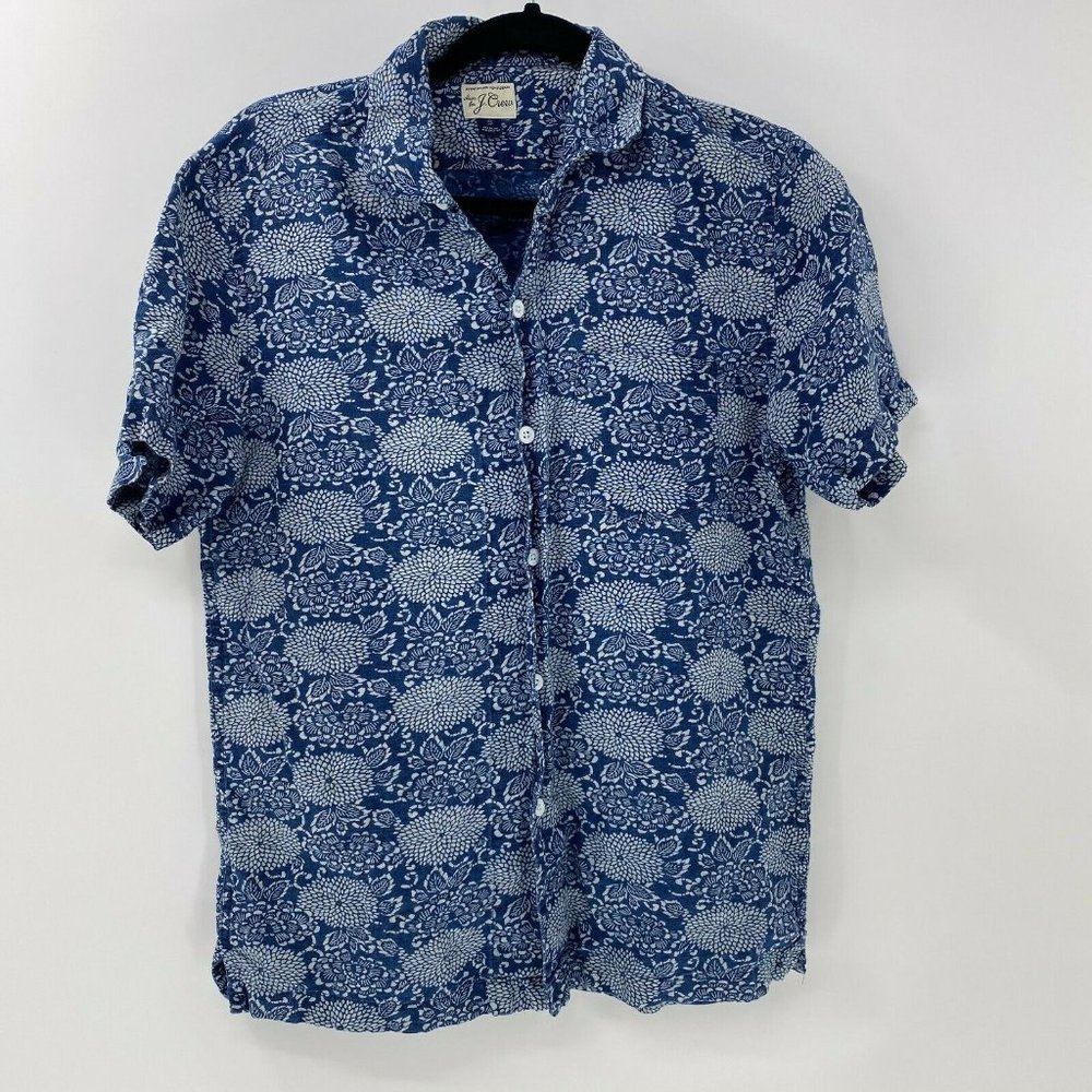 J. Crew linen blend short sleeve button up shirt S